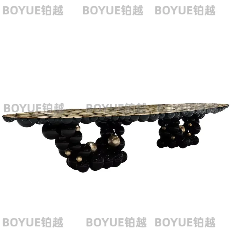 Luxury Stainless Steel Dining Table Modern Creative Art Furniture for Villa High End Designer Style Kitchen Room Decor