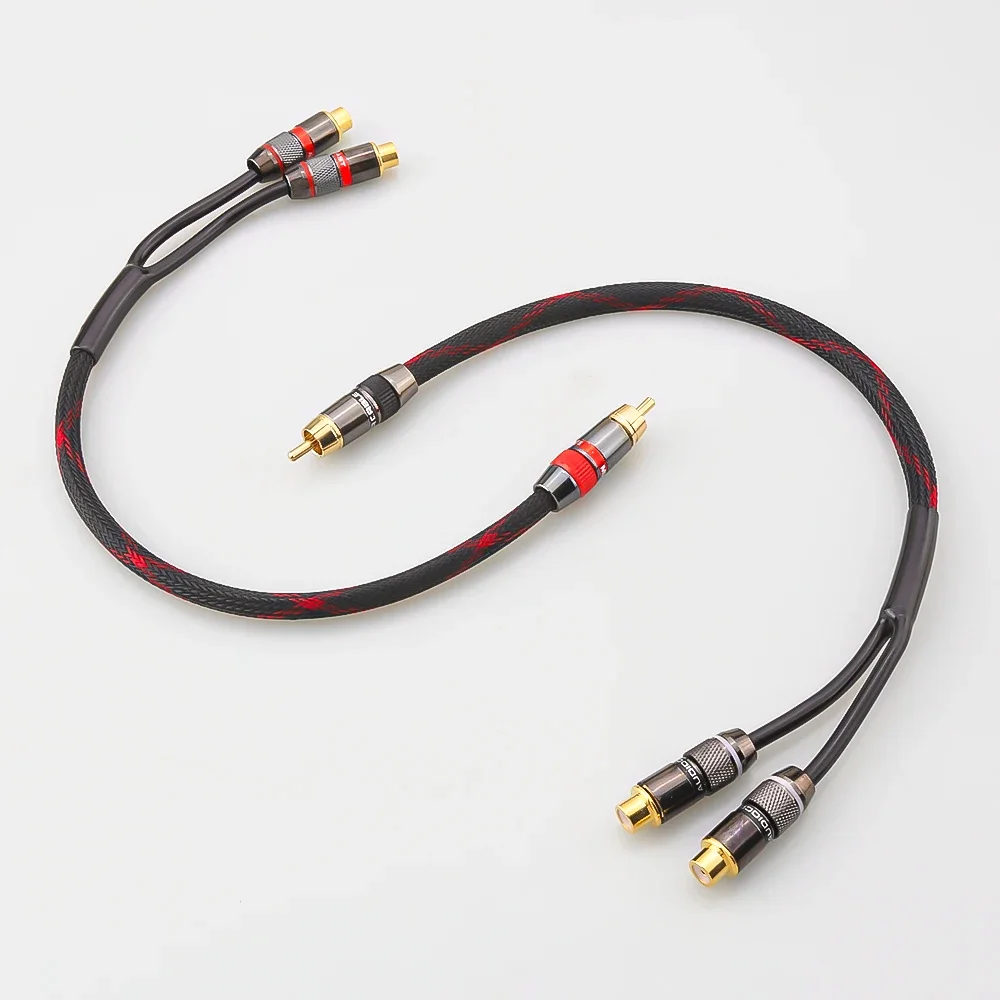 2PCS 30cm RCA Y Splitter Audio Jack Cable Adapter Male to 2 Female Connector DIY