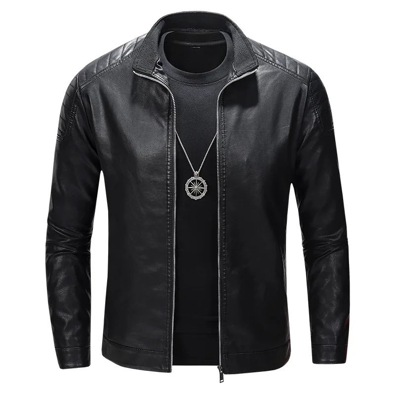 Pu Coat Men Coats Faux Leather Jackets Stand Collar Zipper Y2k Streetwear Jacket Zipper Splice Outerwear Motorcycle 2026 Spring