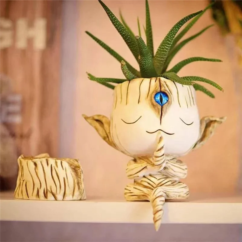 

PZHI-Cute Resin Succulent Flowerpots, Outdoor And Indoor Funny Courtyard Art Garden Decorations C