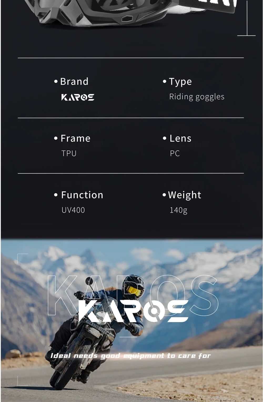 KAROS Motorradbrille UV400 Antibeschlag MX Motocross Off-Road Helm Kompatible Reitbrille K336 – Detail 14
