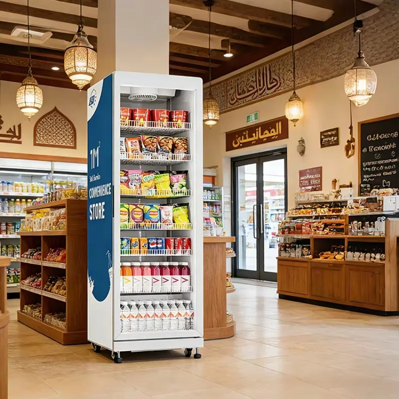 FOODLINE Customized Smart Fridge Vending Machine Stainless Steel Body LCD Display Electronic Control Locking Door Remote
