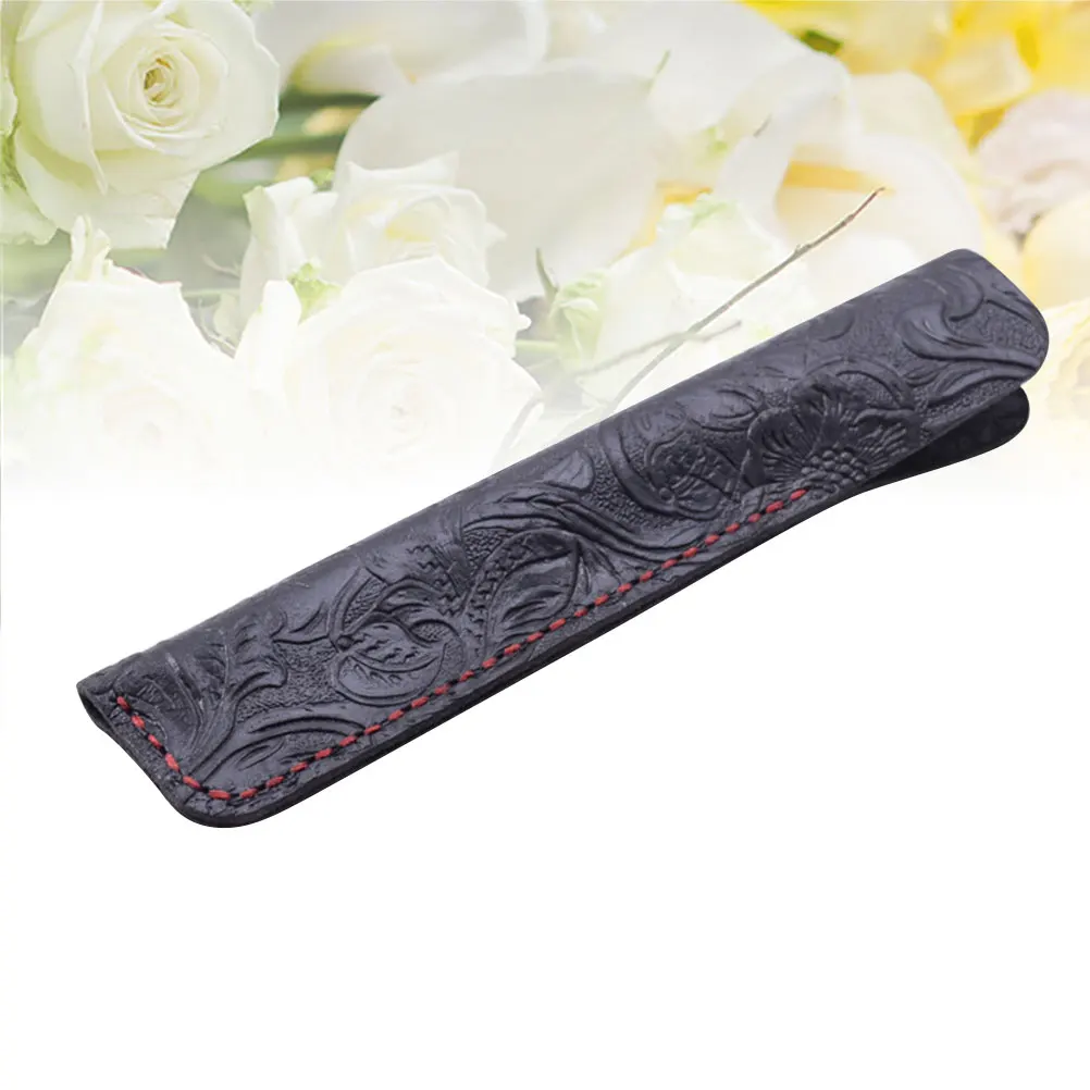 Cowhide Pen Set Fountain Case Holder for Purse Organizer Pencil Black Pouch Pens