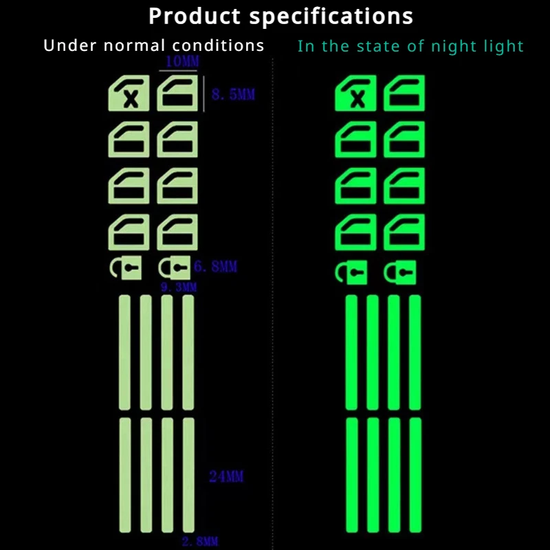 Car Window Function Key Switch Button Fluorescent Car Sticker Waterproof and Wear-resistant Luminous Sticker Car Window Sticker