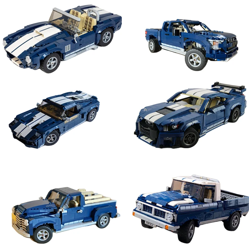 Mustang Shelby GT500 Convertible Cobra Roadster Auto Bouwstenen F150 Raptor Klassieke Pickup DIY Voertuig Bakstenen 10265 Speelgoed Cadeau - afbeelding 2