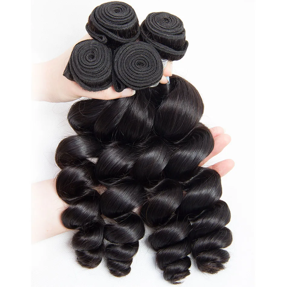 Loose Wave Raw Hair Bundle 10-30inch Human Hair Extensions Hair with Closure and Bundles Loose Deep Wave Bundles with Closure