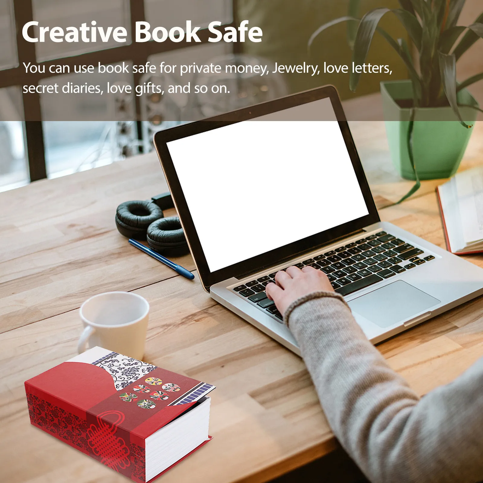Book Safe Box Hidden Metal Security Safe Discreet Stainless Steel Bookshelf Decorative Secret Storage for Home Office Dorm