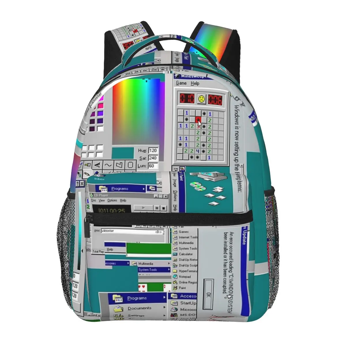 Windows 95 Collage Backpacks Boys Girls Bookbag Children School Bags Cartoon Kids Rucksack Shoulder Bag Large Capacity