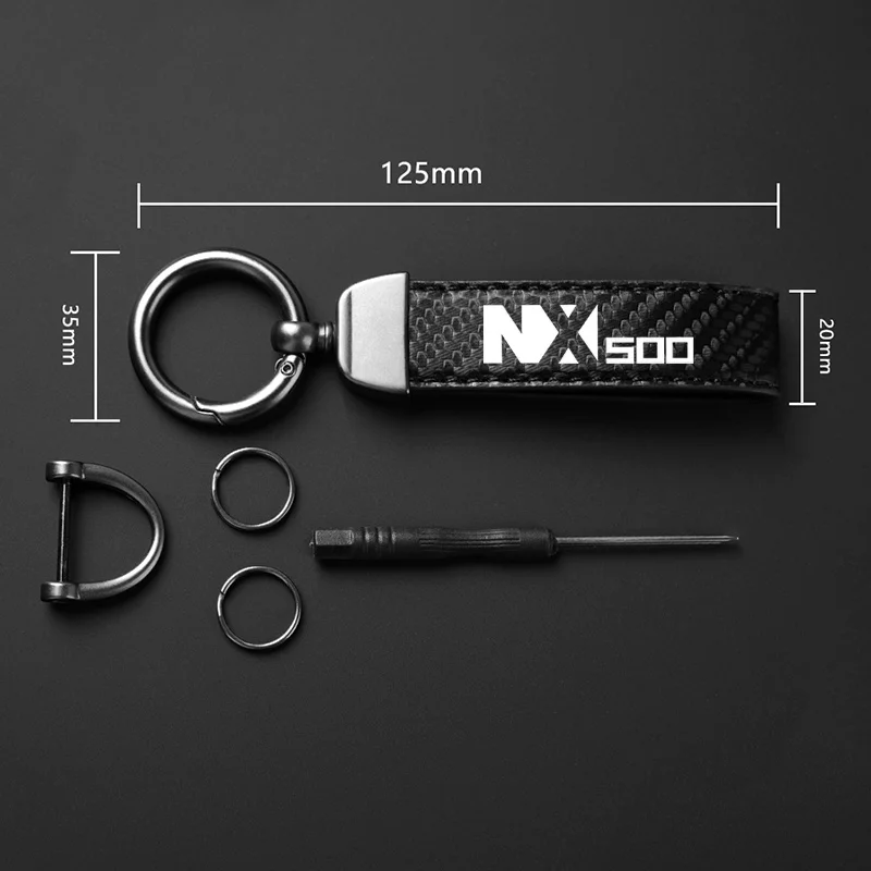 For HONDA NX500 NX 500 NX New Fashion Motocycle carbon fiber leather rope keychain Holder Keyring Logo Accessories Key chain view 6