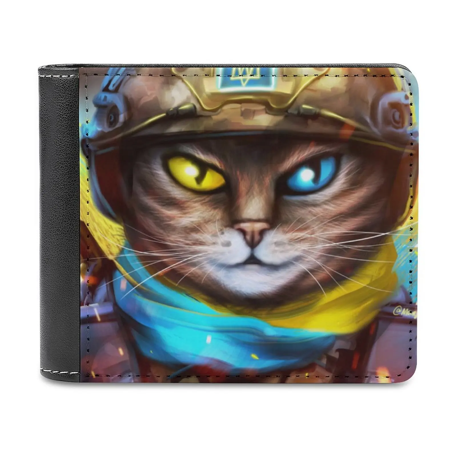 

Cat Ukrainian Soldier Men Wallet Pu Leather Short Male Purses Credit Card Wallet For Men Money Bag Ukraine Army Cat Flag Hero