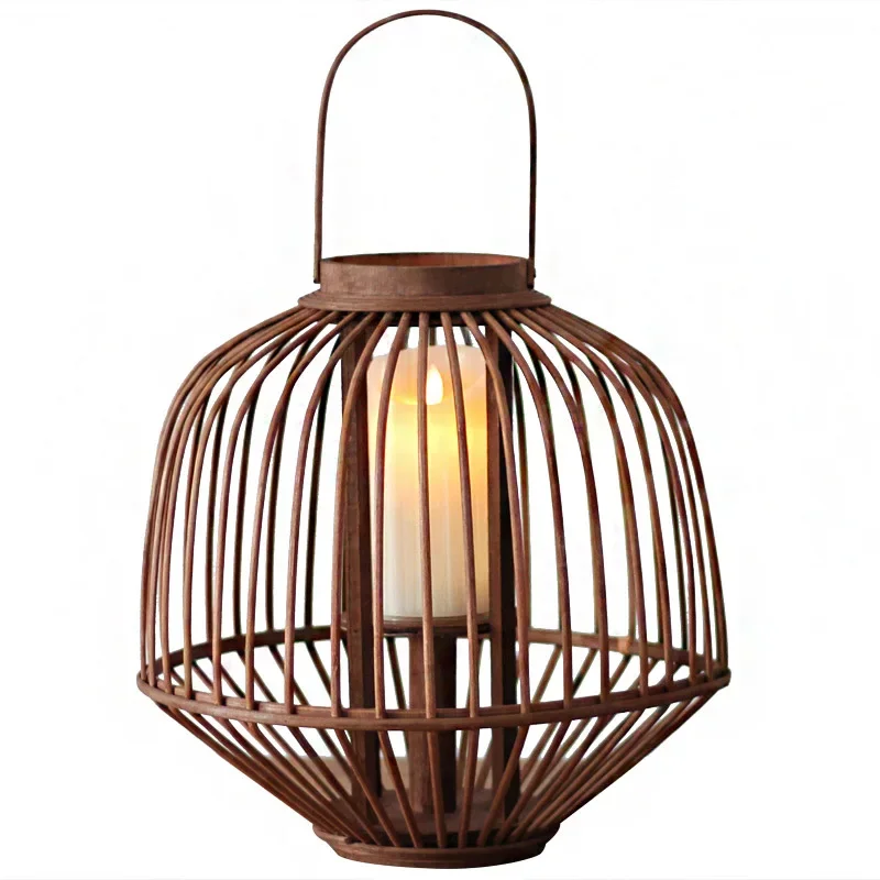 

New Chinese bamboo wind lamp candle holder, floor lantern decorative ornament retro American style