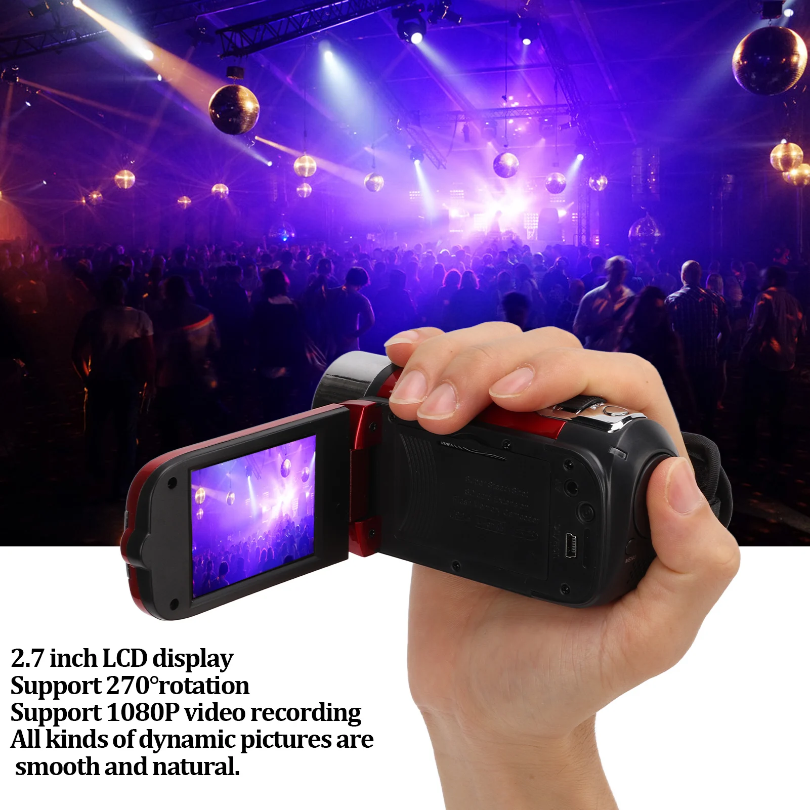 Digital Camcorders 270° Rotation 2.7inch Color Screen Video Camera Camcorder Full HD 1080P Portable Handheld 16MP for Gifts