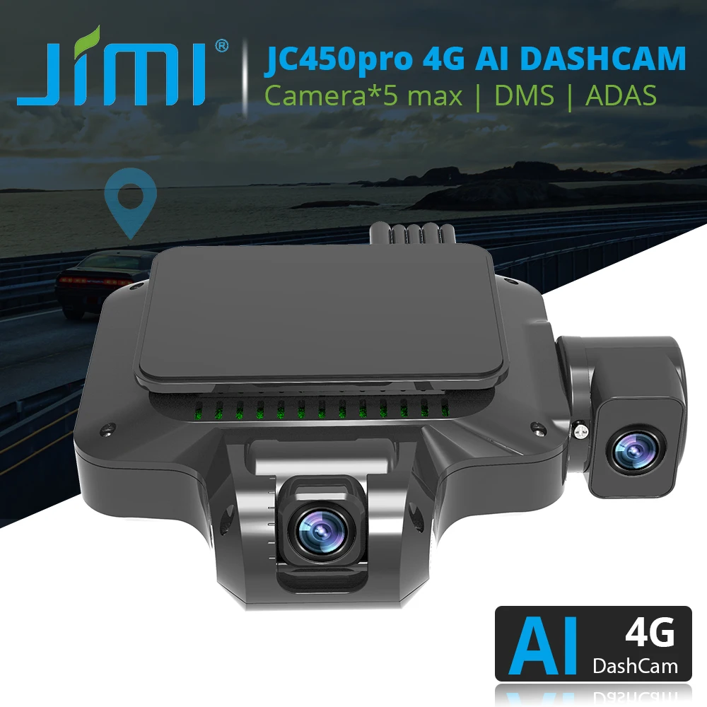 Jimi  JC450Pro 4G AI DashCam ADAS 4/5 Channes Live Video GPS Tracking Remote Monitoring Cloud Storage Wifi Car Recorder Free APP