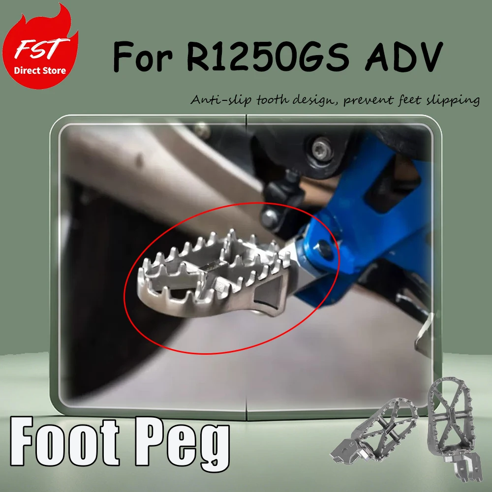 Special modification accessory for R1250GS ADV - Stainless steel pedals Anti-slip tooth design, prevent feet slipping