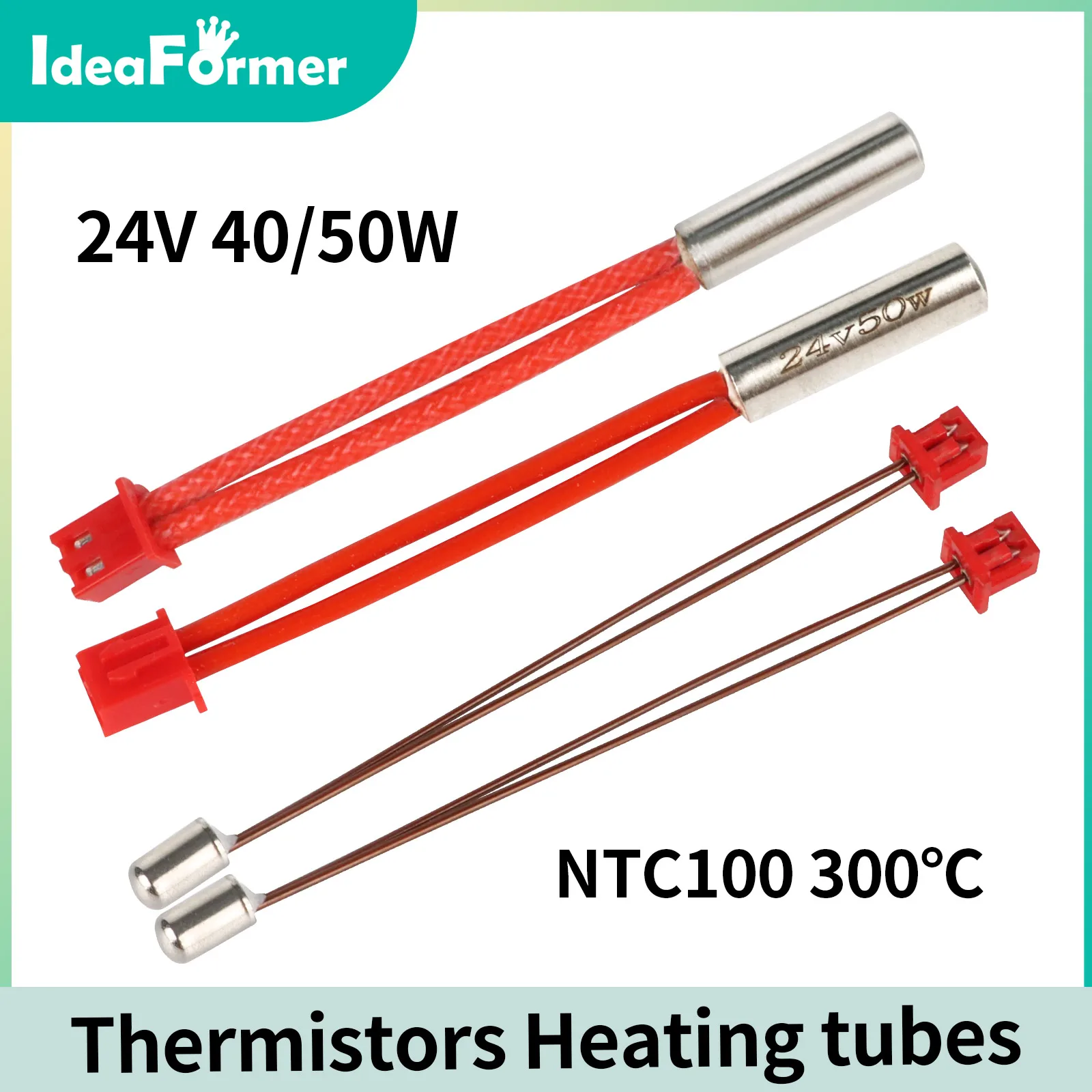 

Нагреватель картриджа NTC100 24 в 40/50 Вт, высокотемпературный 300 °C, нагревательная трубка термистора для экструдера Sprite Ender 3 S1 Pro 3D-принтера