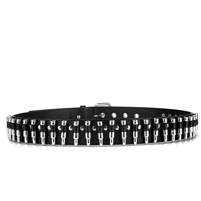 Steam Punk Bullets Belt Y2K Goth Women Men Fashion Ladies Rivet Studded Imitation Leather Belt Ladies Jeans Retro Accessories