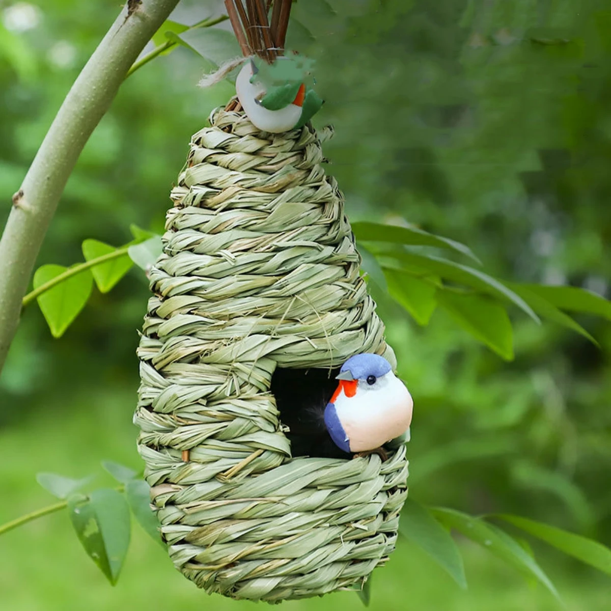1Pc Hand-woven Water Drop Style Straw Bird Nest Breathable Warm Parrot Pigeon Breeding Box Pastoral Decorative Cage Pet Supplies