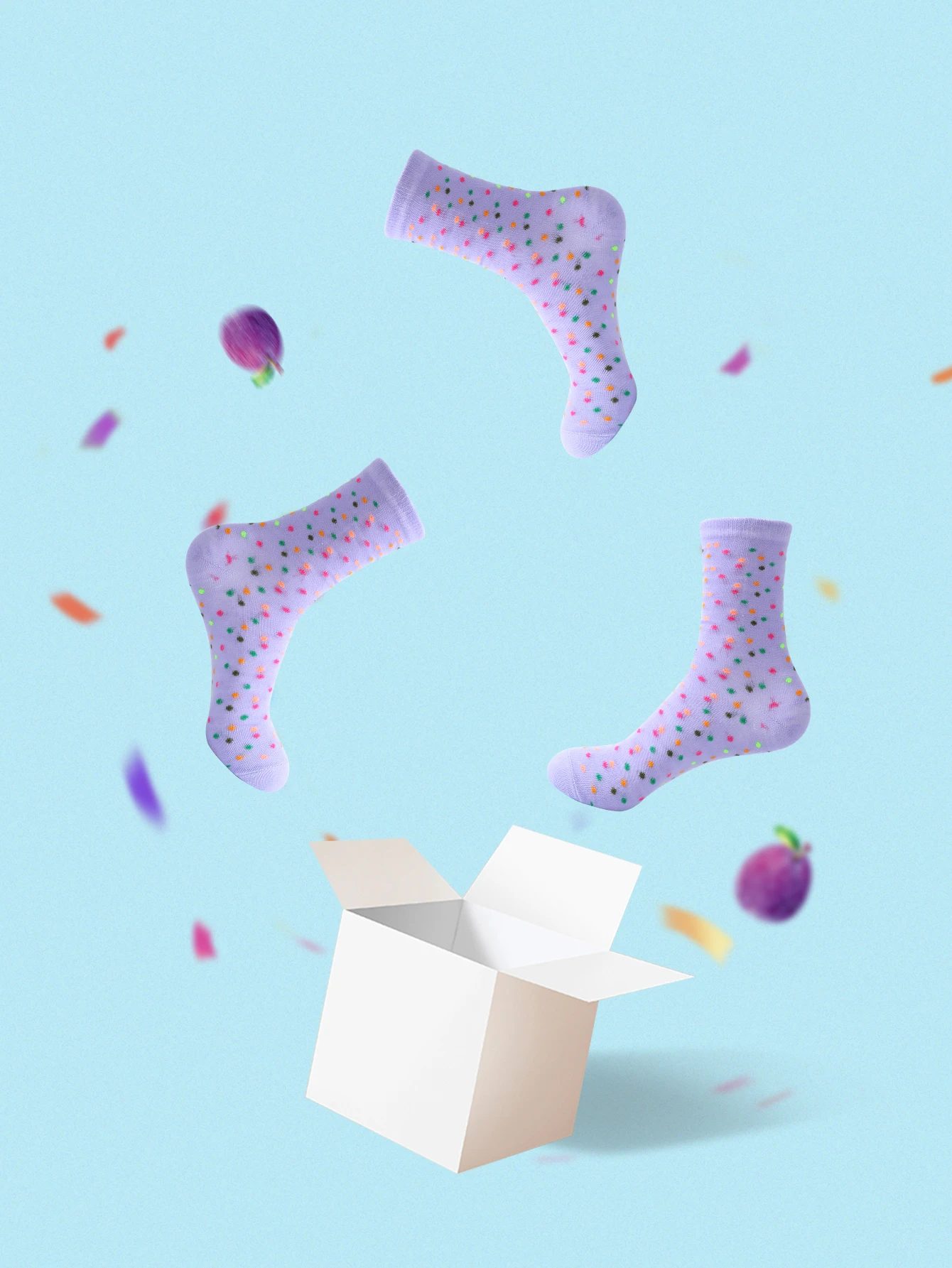 1 pair of mid-length socks for men and women, ice cream personality funny gift paper cup box, novel and creative, interesting gi