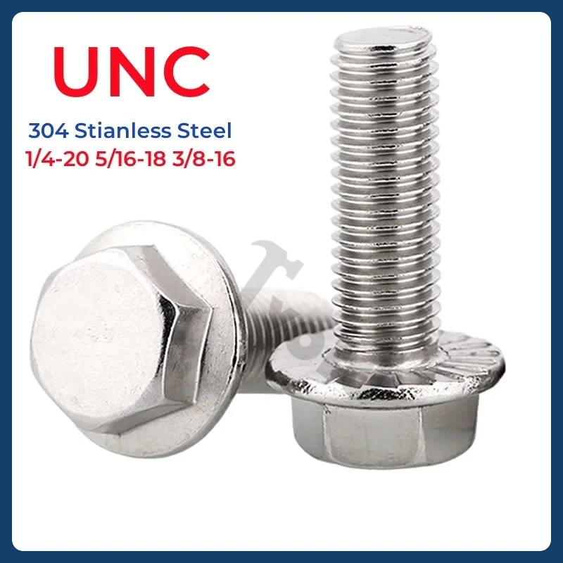 

UNC 1/4-20 5/16-18 3/8-16 304 Stianless Steel Hexagon Head with Serrated Flange Cap Screw Hex Washer Head Bolt