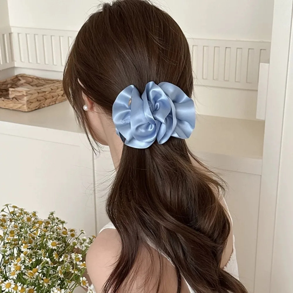 

Атласная заколка-бананка с цветочным узором для женщин и девушек, для повседневных причесок, элегантный аксессуар для волос, нескользящая, для вечеринок и свадеб