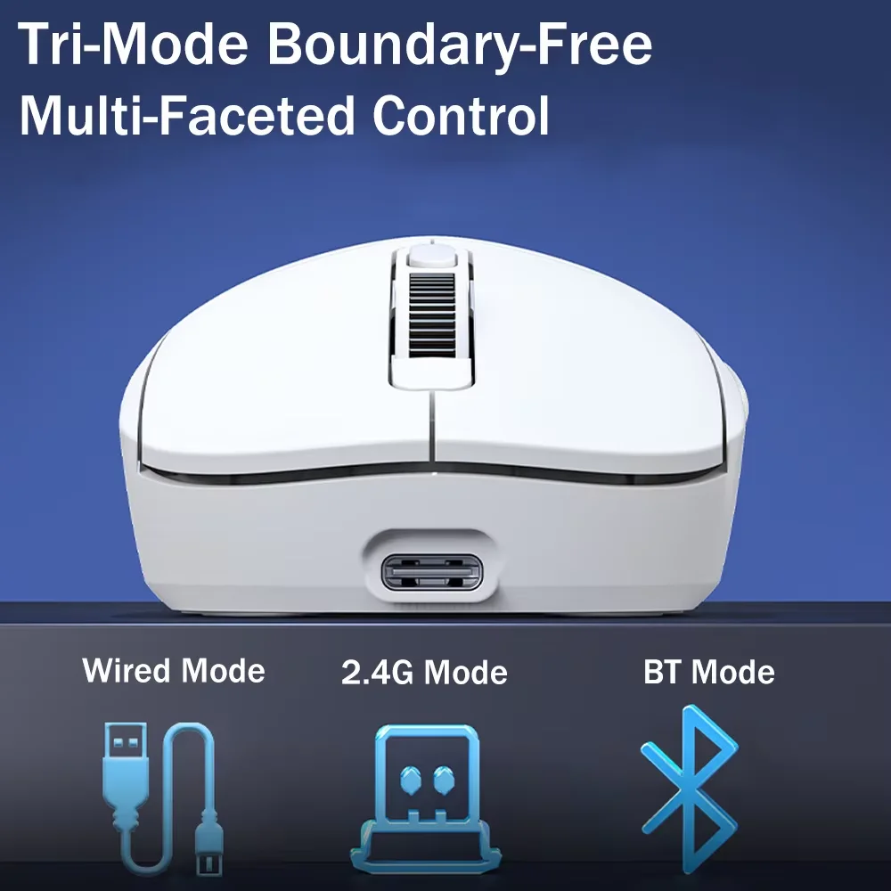 KEBIDUMEI Bluetooth Wireless Mouse 8000 DPI Gaming Mouse Superlight Mute Tri-Mode Mouse 1K Return Rate Rechargeable Office Mice