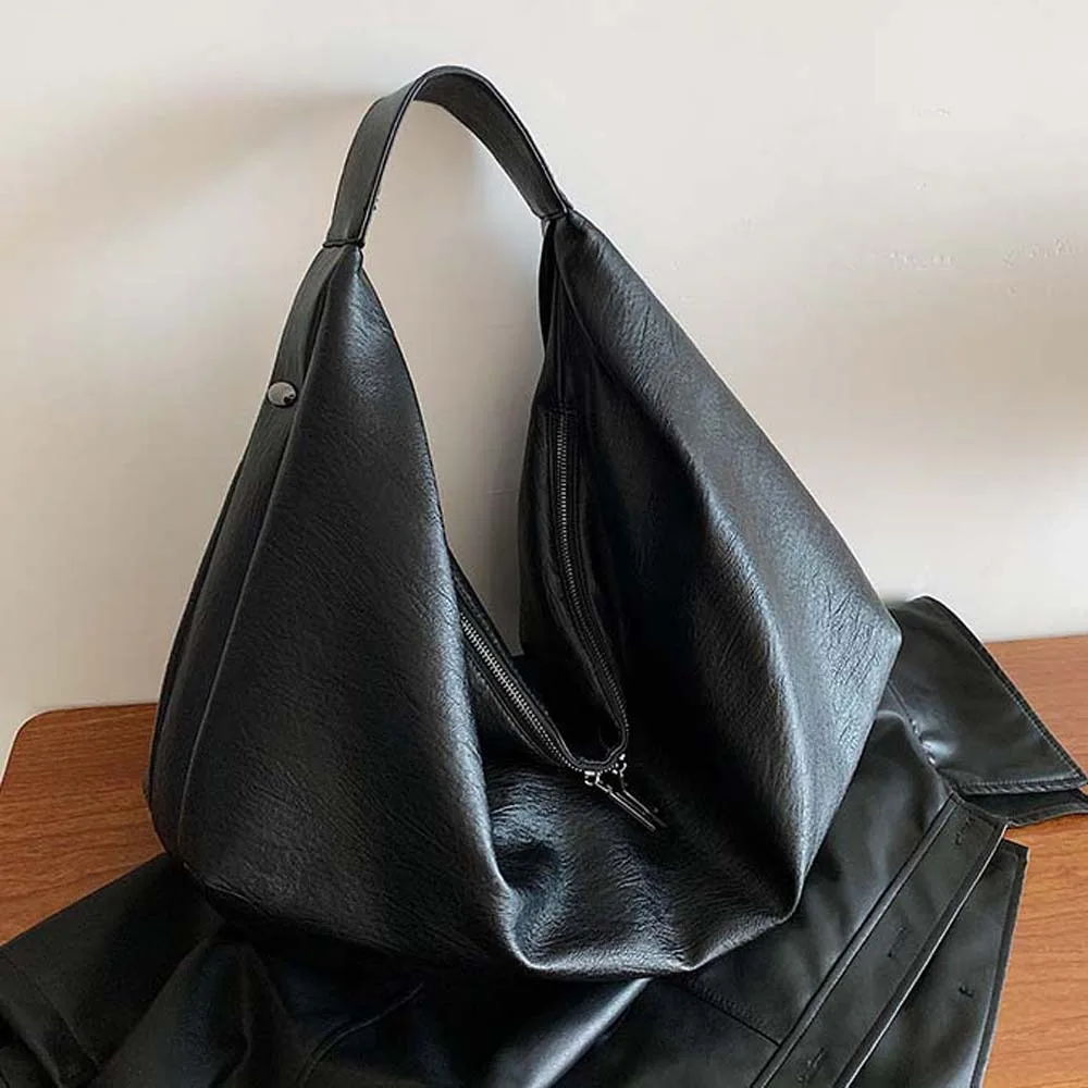 Повседневная сумка для пельменей из искусственной кожи в японском стиле, мягкая универсальная дорожная сумка в стиле ретро, однотонная большая вместительная сумка для подмышек, дорожная сумка