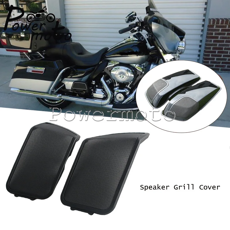 Matte Black Speaker Lid Grill Durable Metal Mesh Core Wrapped Mount Screw Mount For Harley Touring Street Road Electra Glide