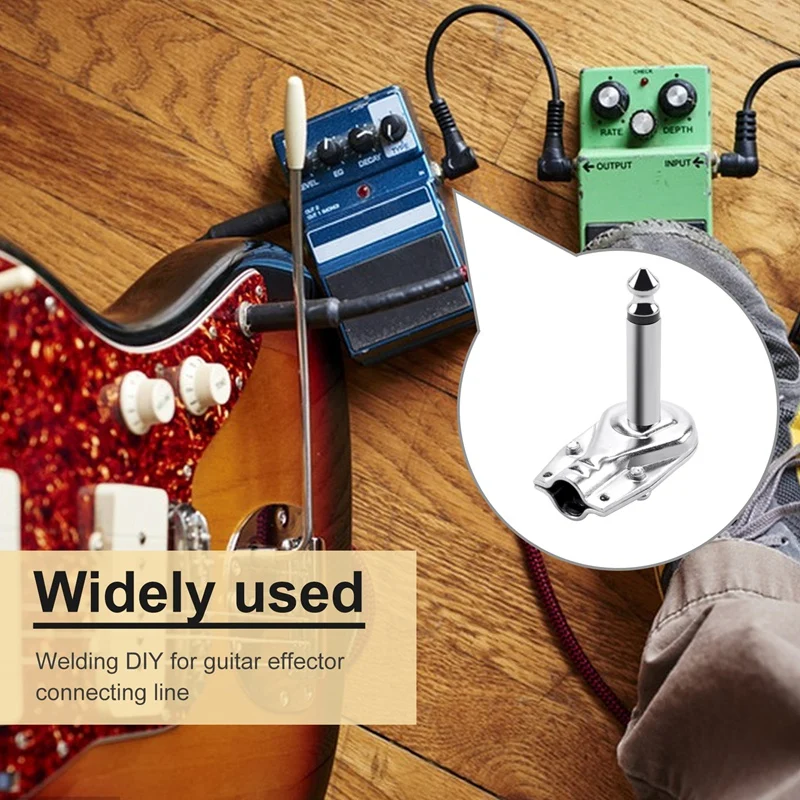 Hot 10Pcs 90Degree Right Angle 6.35 Mm Mono 2 Pole Jack Plug 6.35Mm Guitar Phono Pancake 1/4 Inch Connector