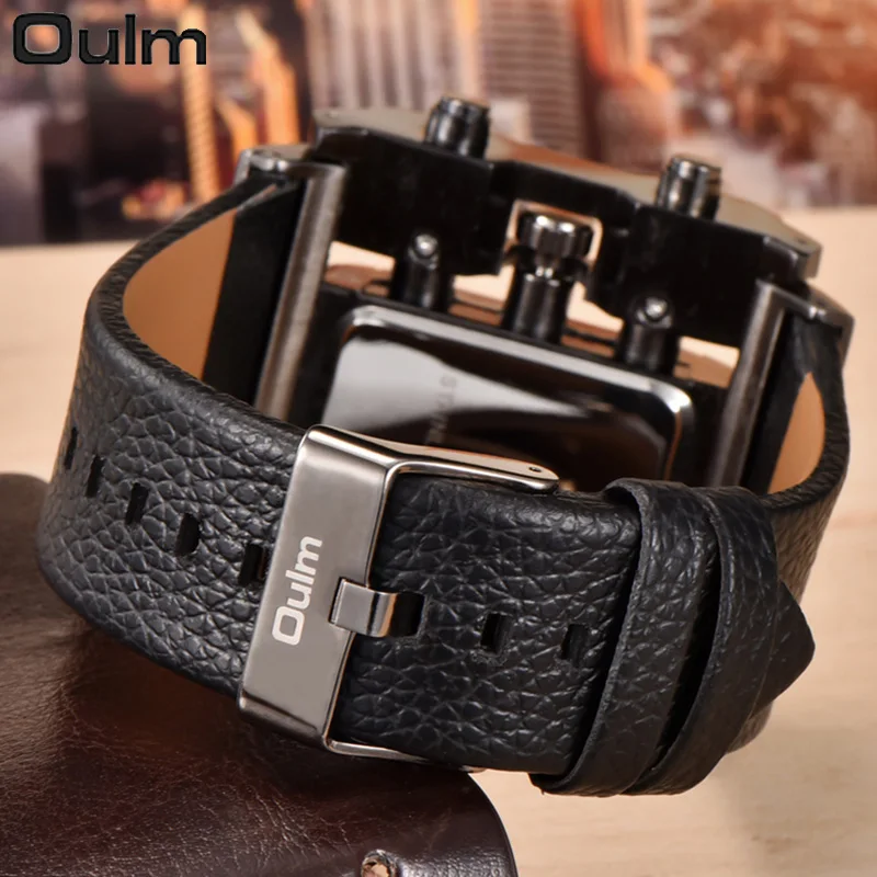 Oulm 3364 Casual Wristwatch Square Dial Wide Strap Men\'s Quartz Watch Luxury Brand Male Clock Super Big Men Watches Montre Homme