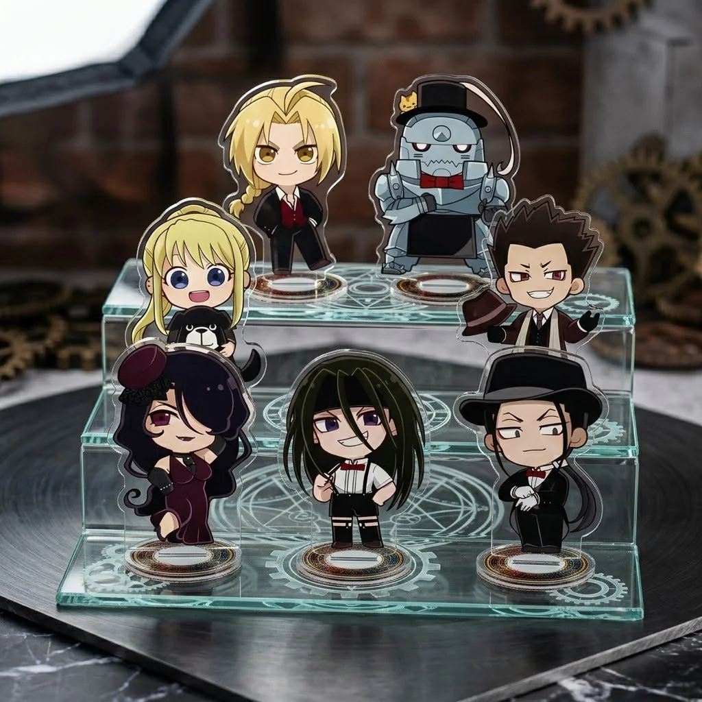 Anime Fullmetal Alchemist Acrylic Stand Keychain 10CM Chibi Edward Elric Alphonse Elric Winry Rockbell Desktop Ornament Fan Gift