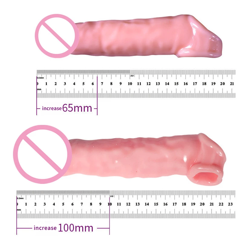 Real Penis Extender Reusable Condom Delayed Ejaculation Penis Sleeve Dick For Male Dildo Lengthening Extender Passionate Sex Toy