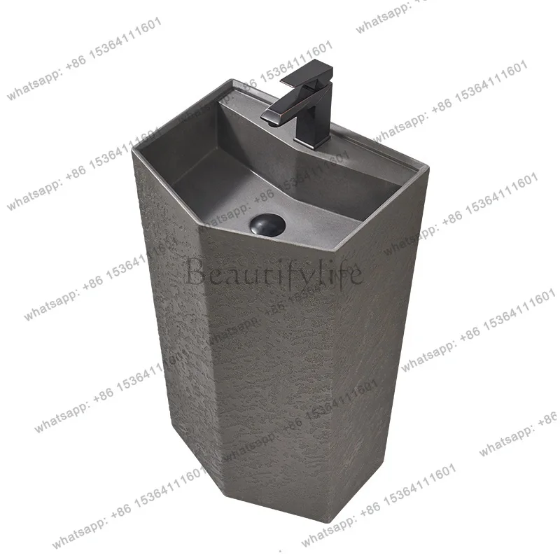Floor-to-ceiling wash basin integrated artificial stone column outdoor pool balcony courtyard household wash basin