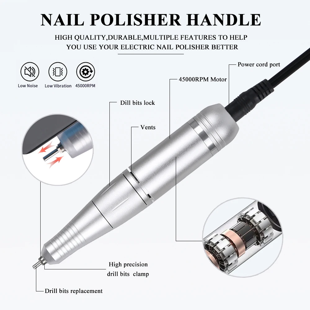 2024 New 45000RPM Portable Nail Drill Machine Rechargeable Electric Nail File With HD LCD Display Professional Nail Polisher