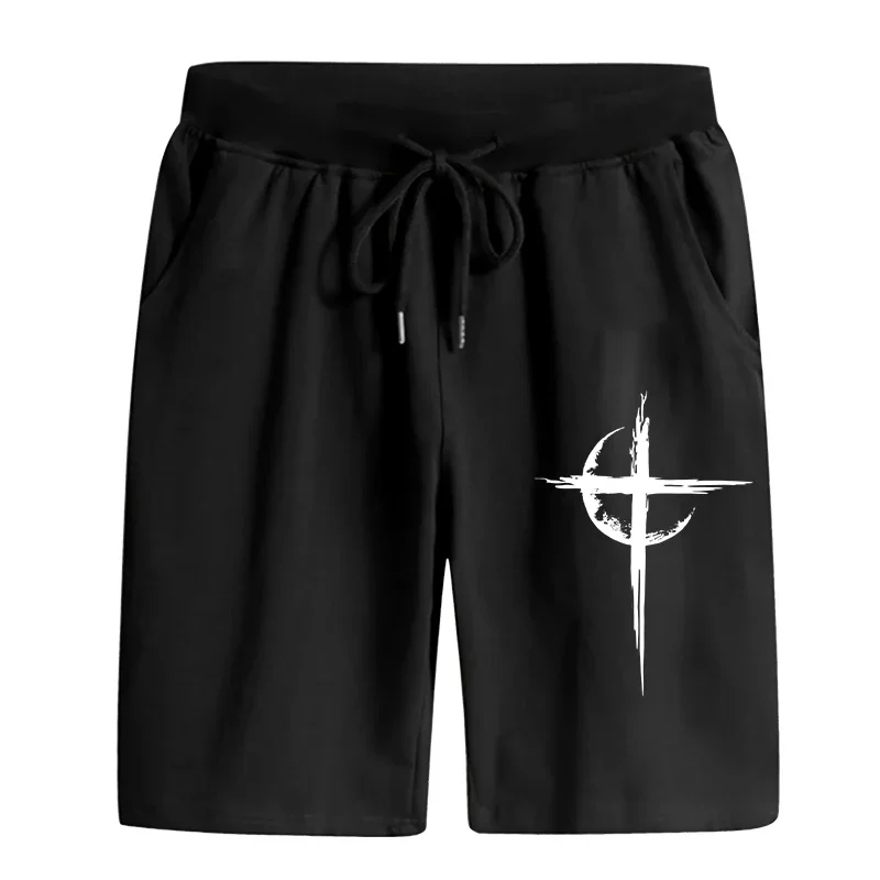 

2026 Satan Print Summer Casual Fashion Walking Shorts for Men High Quality Male Home Outdoor Comfortable Soft Knee Length Pants