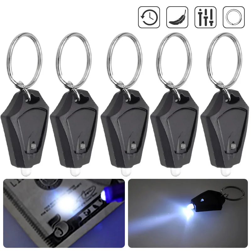 5 Pcs Outdoor Camping Emergency Keychain Light Led Mini Keychain Light Mini Flashlight Built-In Battery