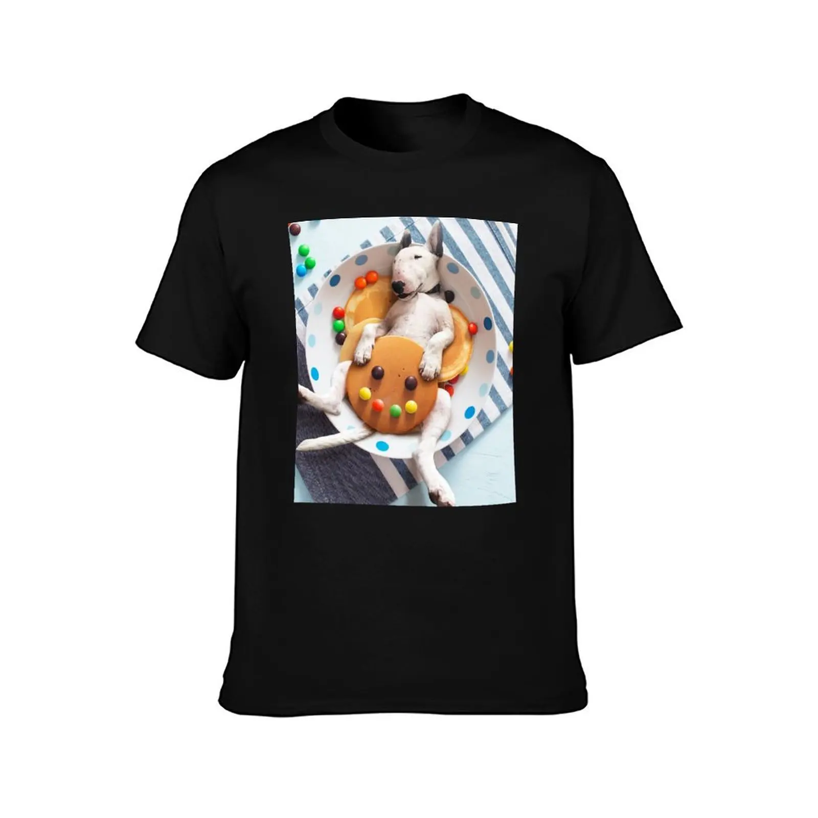 Miniature Bull Terrier Pancakes T-Shirt Trendy Pattern for Men T-Shirt