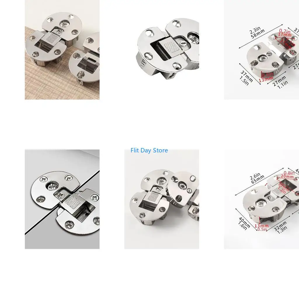 F92C 90 Degree Page Turning Axes Cabinet Door Concealed Flat Hinge Hardware