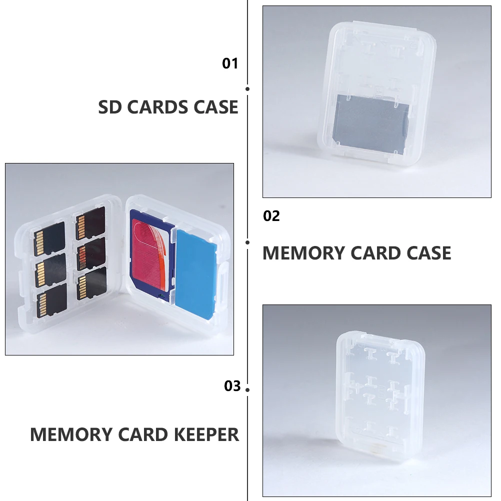 

20pcs Case Case Holder Cards Cards Storage Box Memory Transparent Memory Card Keeper Card Box Keeper