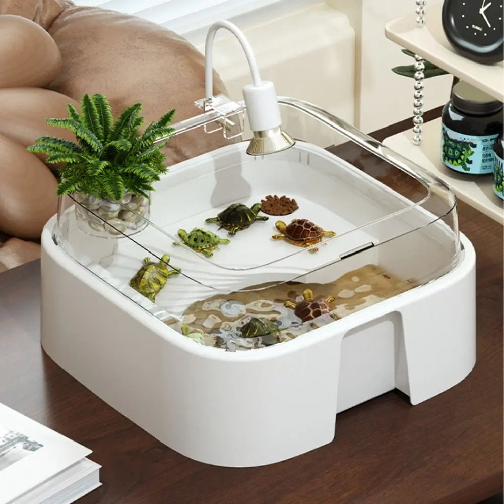 

Большой прозрачный аквариум для черепах с платформой для загара, полностью прозрачный, для разведения, с защитой от побегов, пластиковый.