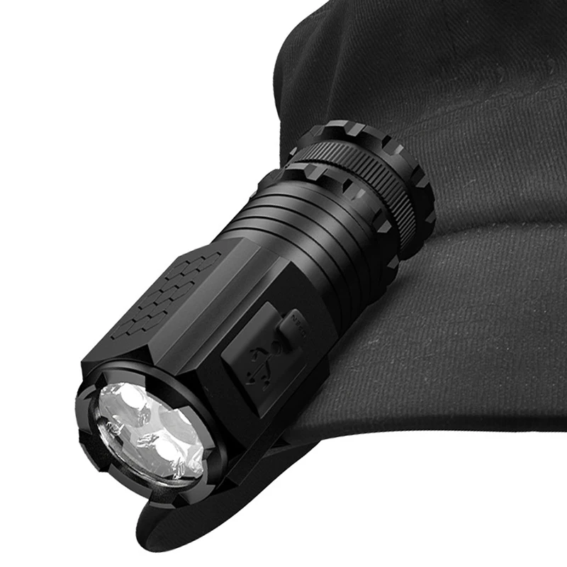 3 LED Mini Flashlight With Magnet Aluminum 2000lm Edc Flashlights Usb Charging Tactical Torch Self Defense Lantern for Camping