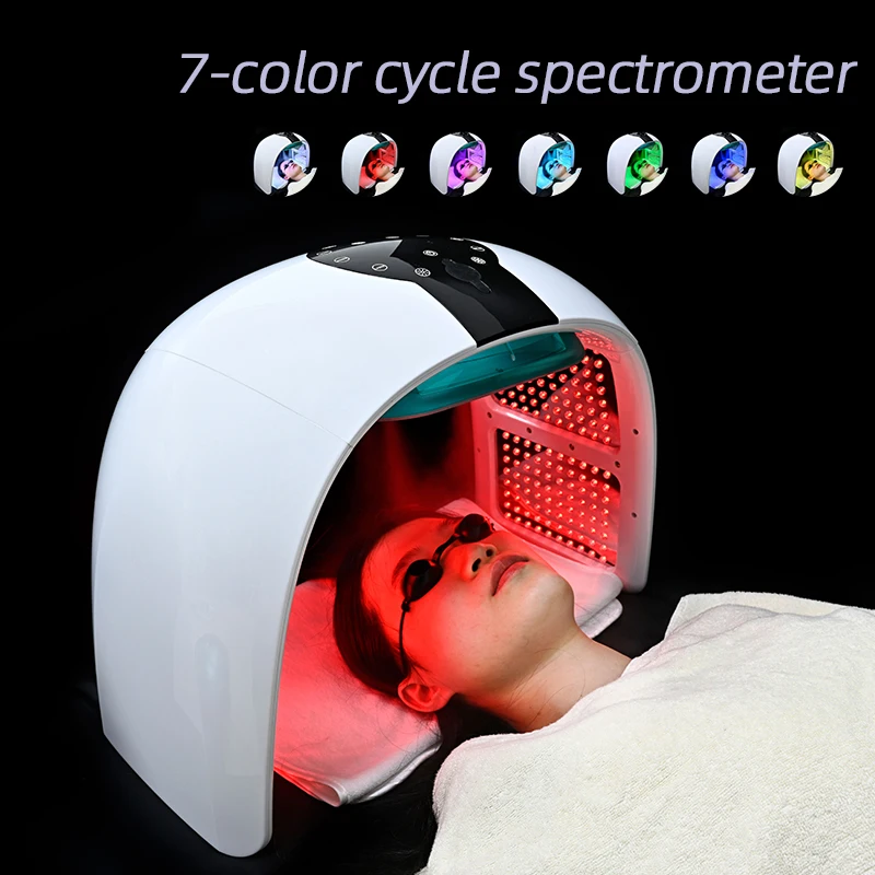 Máscara facial led de 7 cores, equipamento pdt, spa, dispositivo de spray facial, luz de rejuvenescimento da pele, máquinas de beleza corporal facial para cuidados com a pele