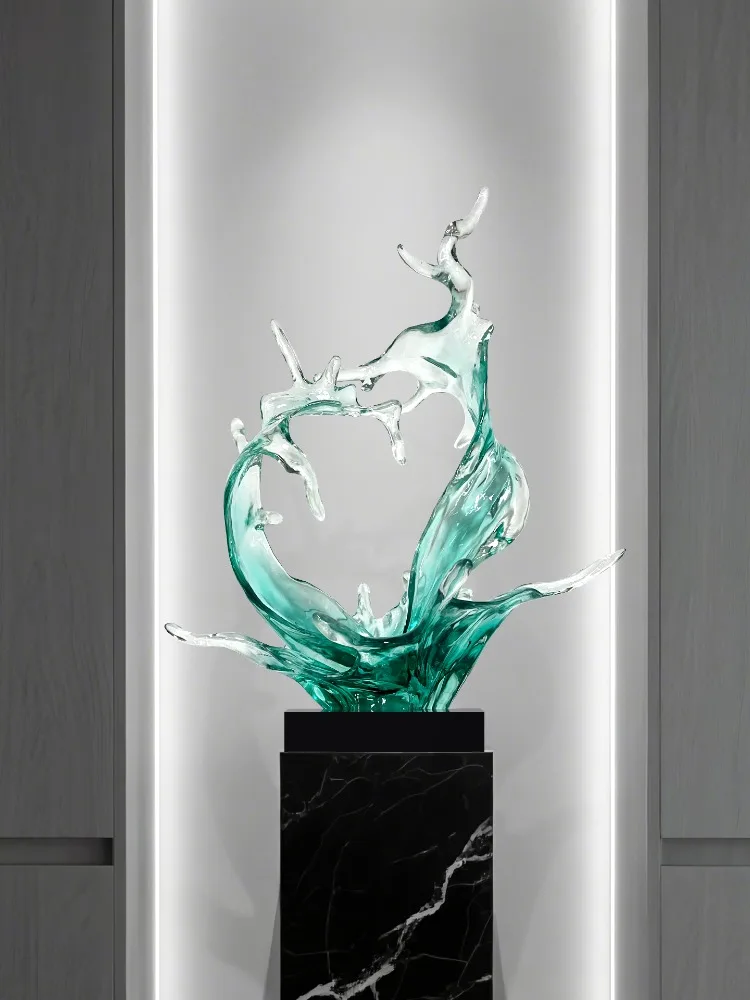 Modern Abstract Art Water Splash Sculpture Ornament Hotel Living Room Entrance Office Desktop Floor Decoration
