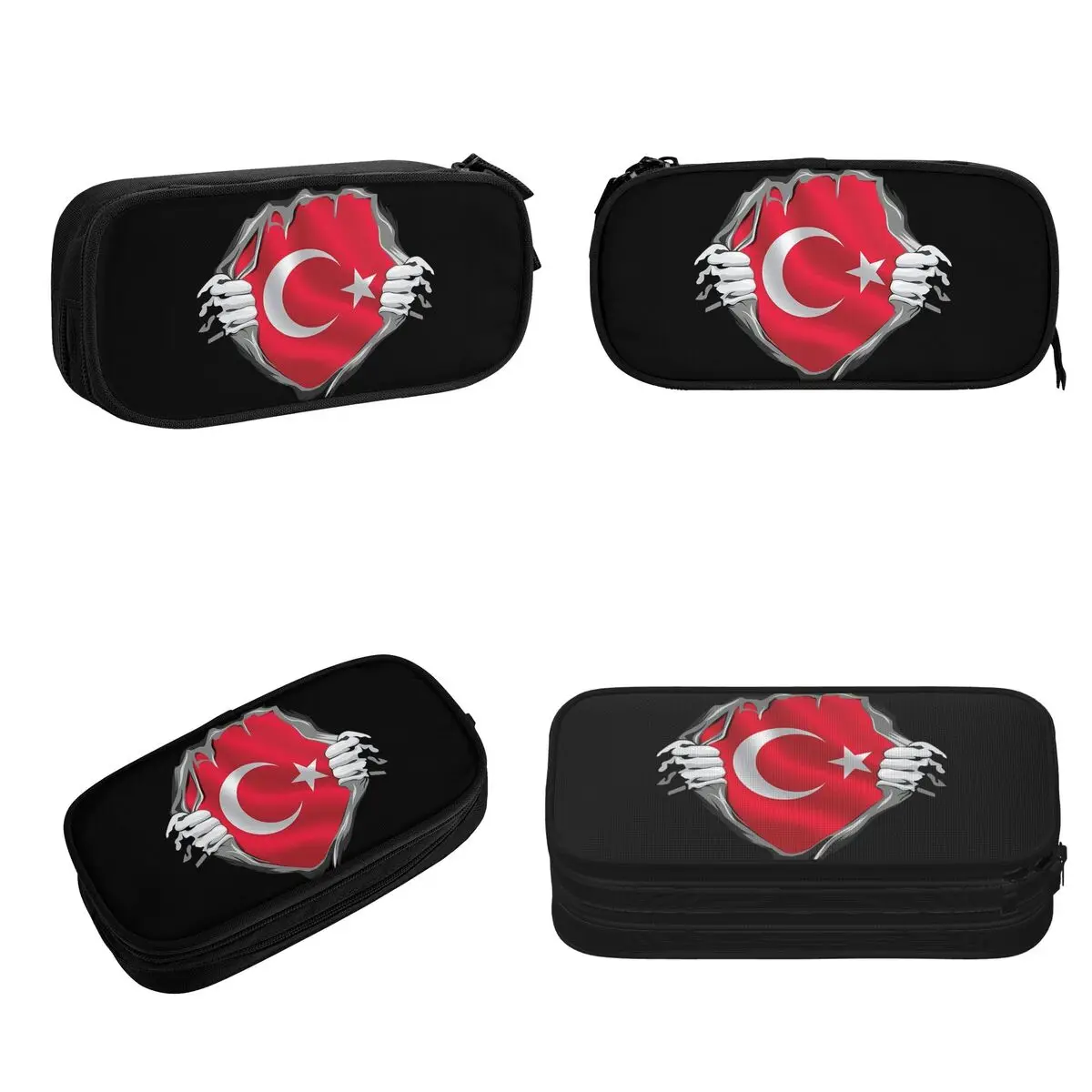 Estuches para lápices con bandera de la República de Turquía, bolsas para bolígrafos de gran capacidad, estuche para lápices para niños, niñas, estudiantes, papelería, escuela