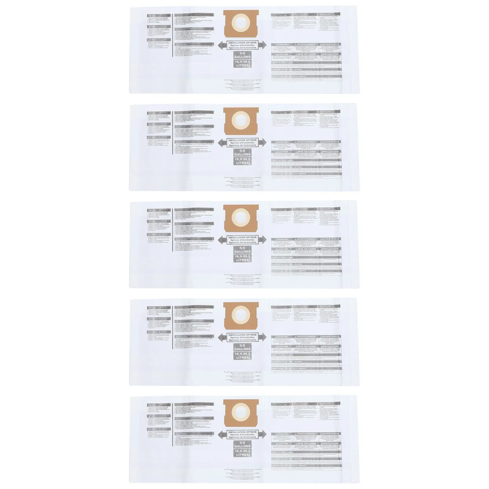 

5 Pcs Non-woven Dust Bags for Vacuum Cleaner Accessories 5-8 Gallons Capacity Filter Bag Collectors Garbage Bag Home Use