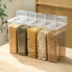 Plastic Cereal Storage Box Kitchen Sealed Rice Barrel Grain Organizer with Lid Cereal Container Jar Transparent Dispenser Tank