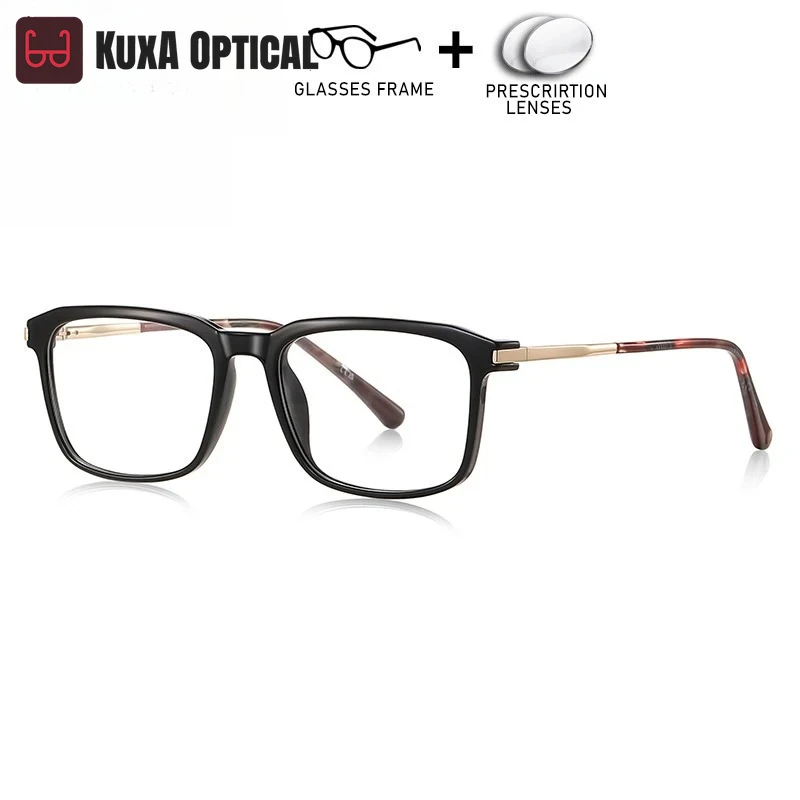 

KUXA New Square Men Prescription Glasses Filter Blue Light Aspherical Myopia Hyperopia Progressive Lenses TR90 Spring Eyewear
