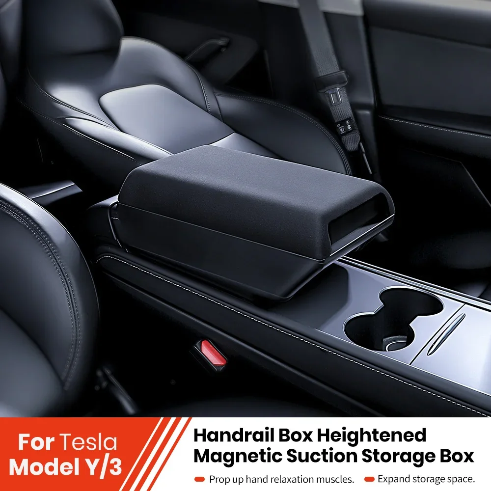 For Tesla Model Y/3 Highland Central armrest box magnetic suction storage box Automotive interior accessories