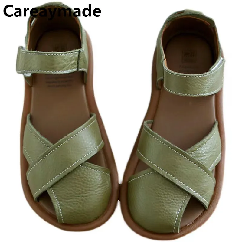 Careaymed-oryginalne powierzchnie skóra miękka wygodne sandały, oryginalne buty damskie retro, letnie wydrążone buty na plażę damskie