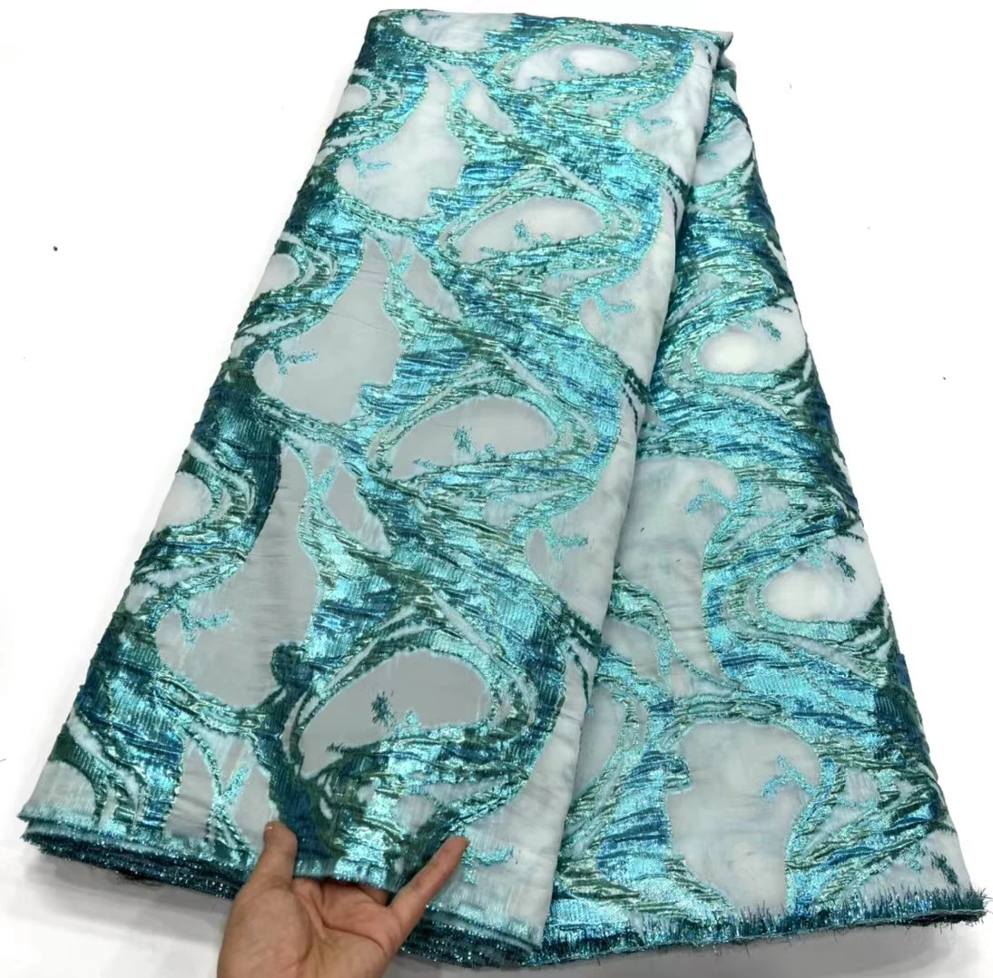 

2023 Latest Jacquard Brocade Lace Fabric Tissu African Tulle Net Lace Organza Fabric For Nigerian Wedding Woman Dress KHD23130