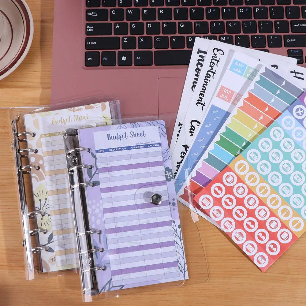 Transparent Loose-Leaf Binder Creative PVC Money Saving Binder Cash Envelopes Cash Budget Card A6 Budget Planner